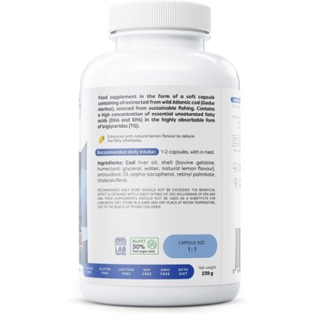 Osavi Norwegian Cod Liver Oil Softgels 1000mg Lemon