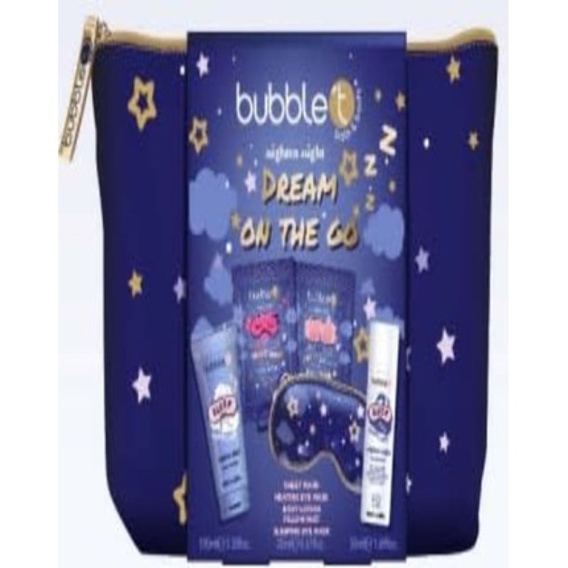 Bubble T Nightea Night Dream On The Go Set - 6 Pieces Including 50ml Pillow Mist, 100ml Bath, And 3 Eye Masks