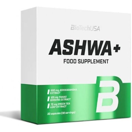 Biotechusa Ashwa Ashwagandha Food Supplement Capsule with Green Tea and Panax