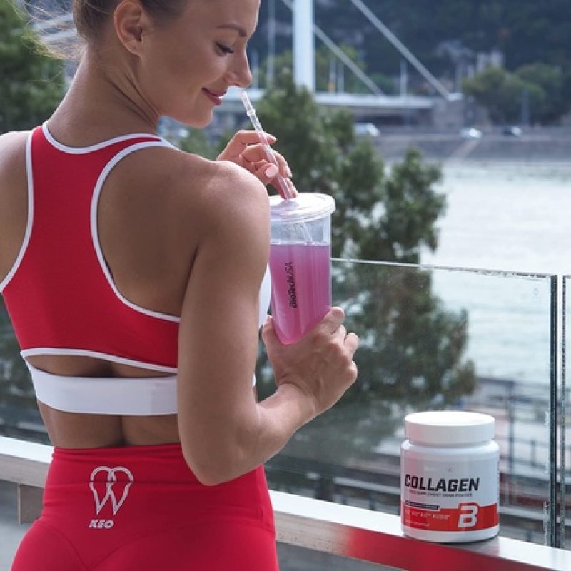 BioTechUSA Collagen Drink Powder with Collagen, Hyaluronic Acid, Vitamin C and Vitamin E 300g Black Raspberry