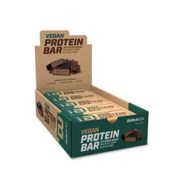 BioTechUSA Vegan Protein Bar Chocolate with Plant-Based Protein Sources and No Added Sugar 20 Bars of 50g