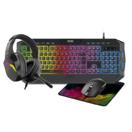 Trade Invaders - 4 in 1 Pack QWERTZ Keyboard Mouse Mousepad Headset (RGB)