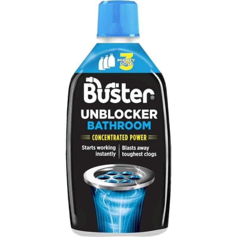 Buster Bathroom Drain Unblocker 900ml Fast Acting Plughole and Sink Unblocker