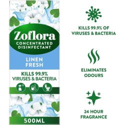 Zoflora Linen Fresh 500ml Concentrated 3-in-1 Multipurpose Disinfectant 500ml