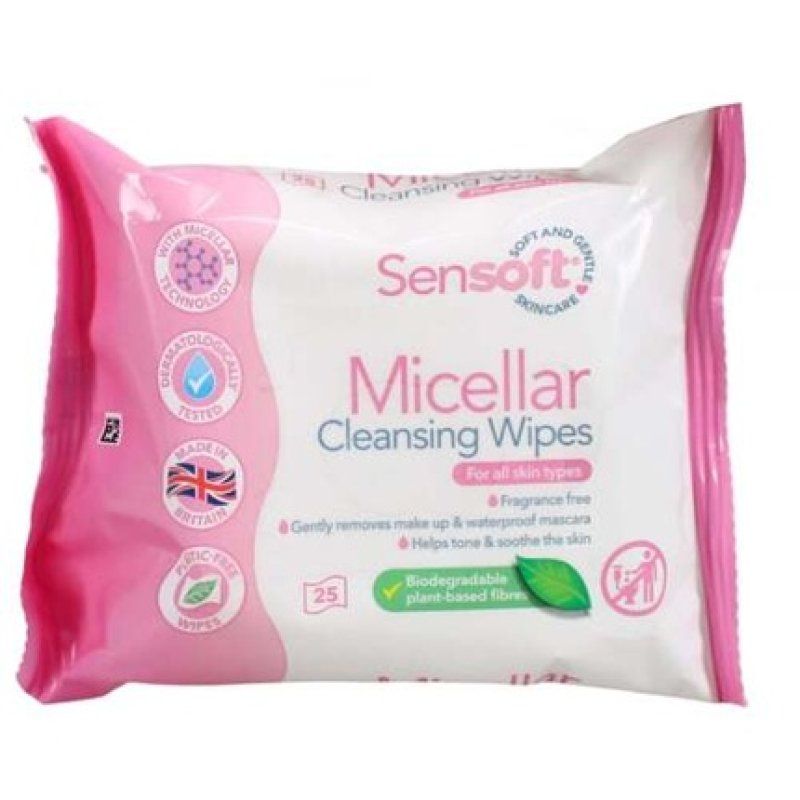 Sensoft Micellar Cleansing Skincare Wipes - Pack of 25