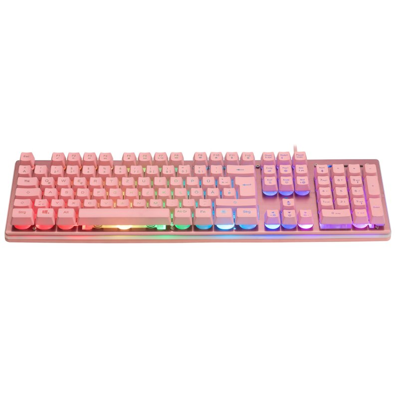 Deltaco Gaming GAM-021-RGB-P-DE clavier USB QWERTZ Allemand Rose