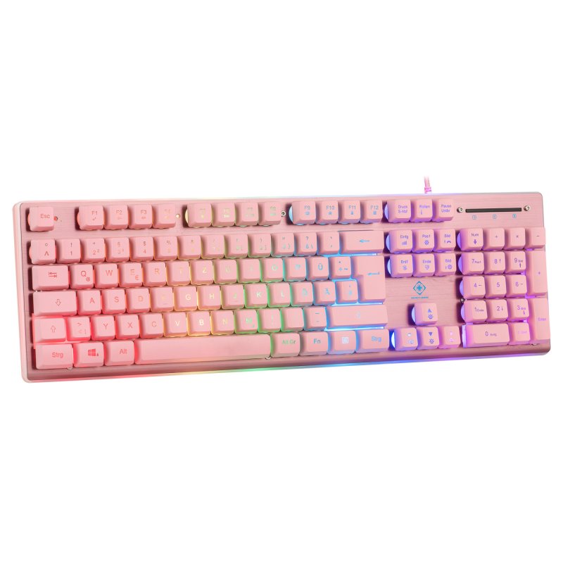 Deltaco Gaming GAM-021-RGB-P-DE keyboard USB QWERTZ German Pink