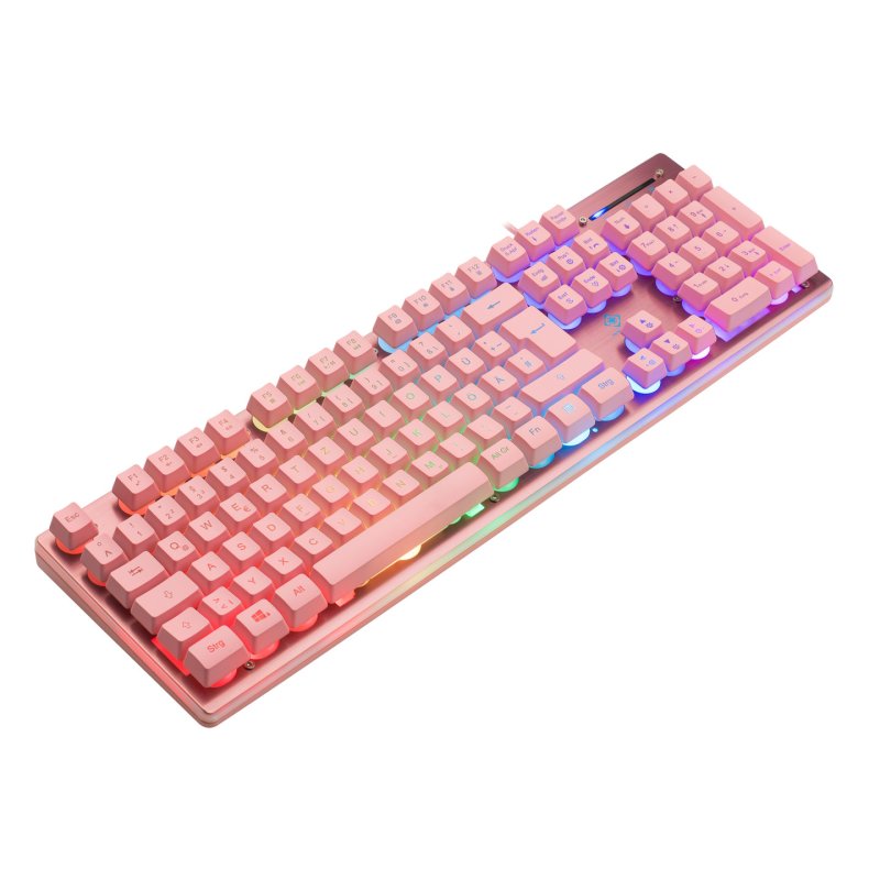 Deltaco Gaming GAM-021-RGB-P-DE keyboard USB QWERTZ German Pink