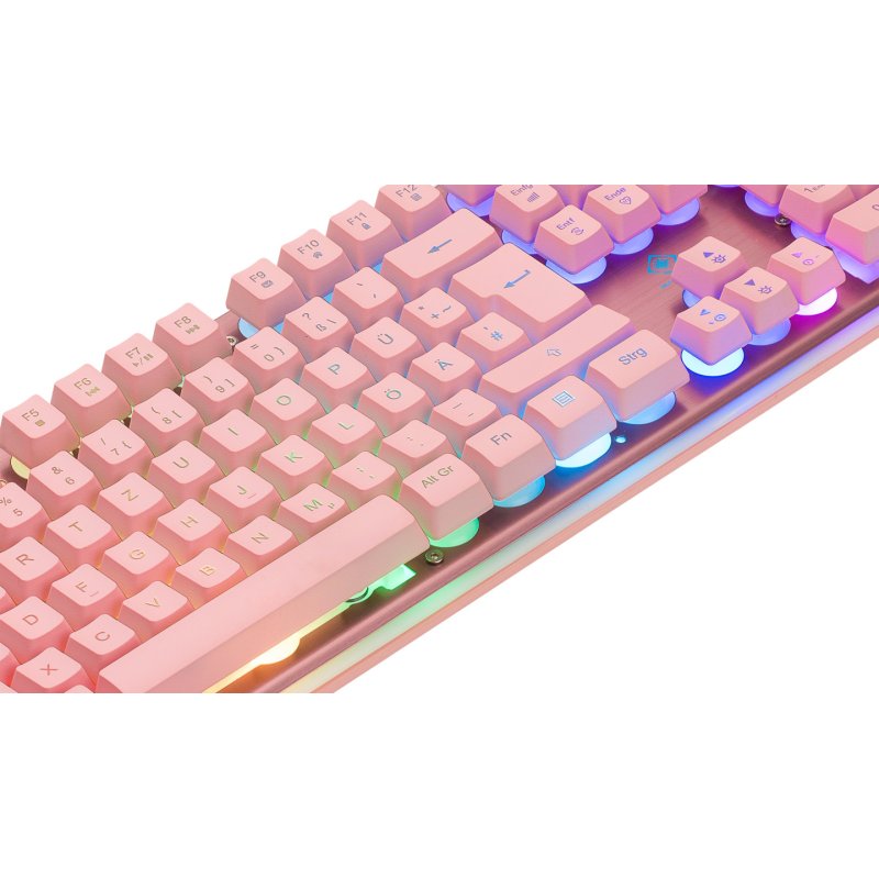 Deltaco Gaming GAM-021-RGB-P-DE keyboard USB QWERTZ German Pink