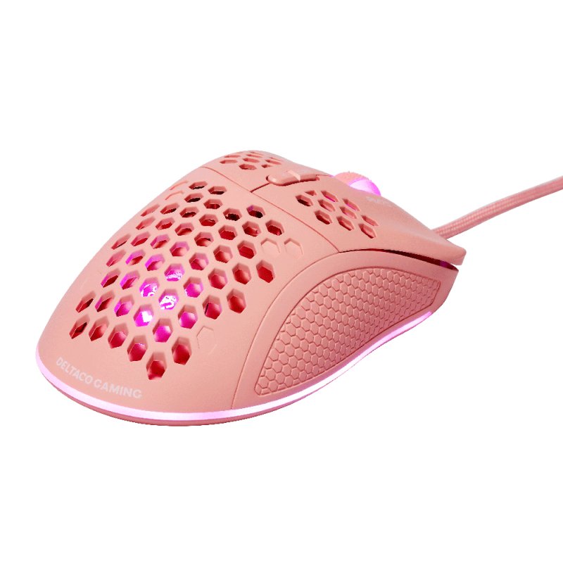 Deltaco Gaming Maus USB, RGB pink