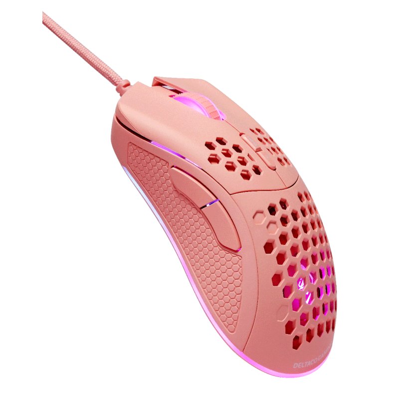 Deltaco Gaming Maus USB, RGB pink