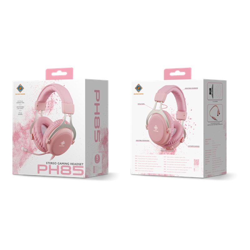 Deltaco Gaming GAM-030-P headphones/headset Wired Head-band USB Type-A Pink