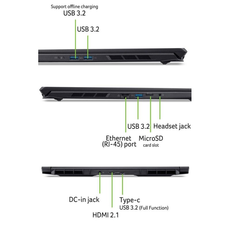 Acer Nitro V 16S (ANV16S-71-77SA) Gaming 16" WQXGA, IPS, 180Hz, Intel 7-240H, 16GB RAM, 1TB SSD, GeForce RTX5070,