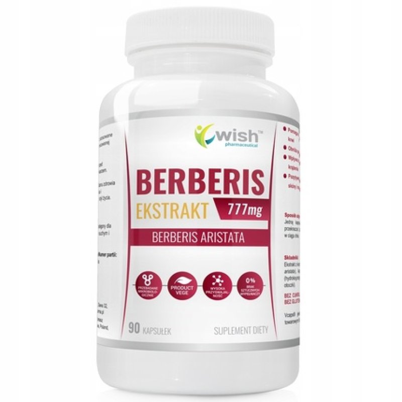Wish Pharmaceutical Berberis Extract 777mg Dietary Supplement 90 Capsules