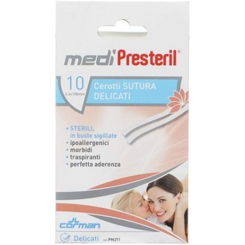 MediPresteril 10 Gentle Suture Patches 6.4 x 108mm - Pack of 10