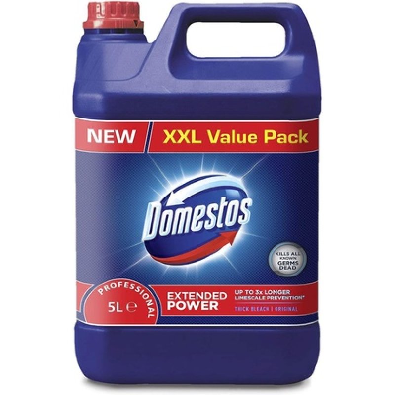 5 Litre Domestos Extended Germ Killer Bleach Toilets Drains Sink Cleaning