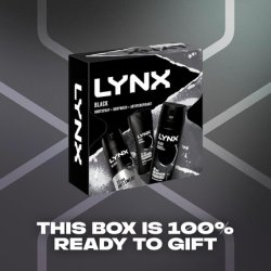 LYNX Black Trio Deodorant Gift Set Body Wash, Body Spray & Anti-Perspirant