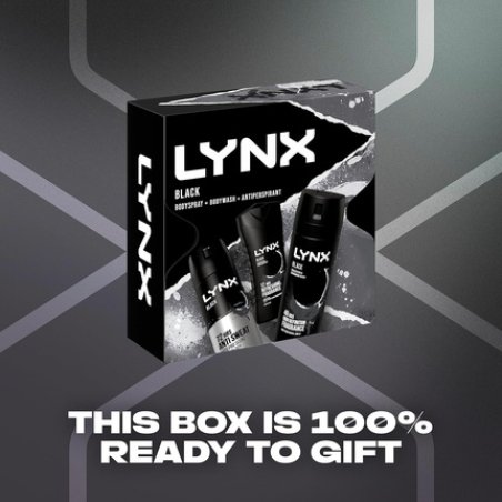 LYNX Black Trio Deodorant Gift Set Body Wash, Body Spray & Anti-Perspirant