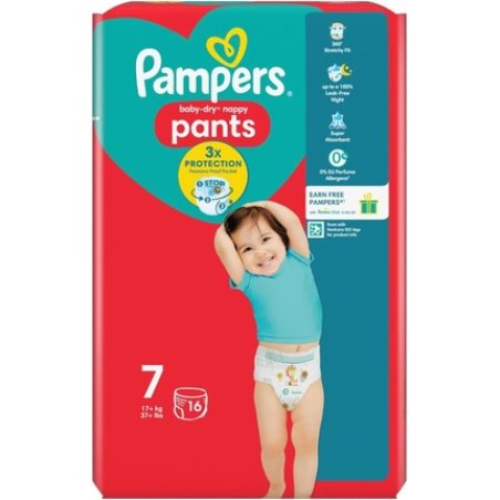 Pampers Baby-Dry Nappy Pants Size 7 - 16 Nappies for 17kg 