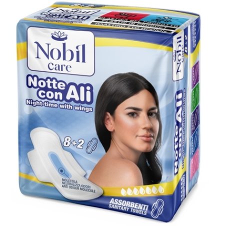 Nobil Care Absorbent Night Sanitary Towels With Wings X 10