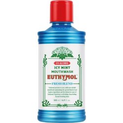 Euthymol Mouthwash ICY Mint 500ml with Fluoride Alcohol-Free Distinctive Strong Taste Flavor