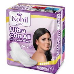Nobil Care Absorbent Ultra With Wings Sanitary Towels X 12