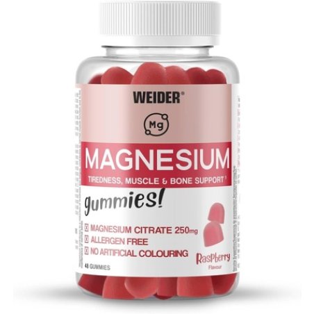 Weider Magnesium Gummies Raspberry Flavor 48 Gummies 250mg