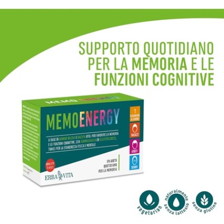 Erba Vita Memo Energy Vials Food Supplement with Ginkgo Biloba
