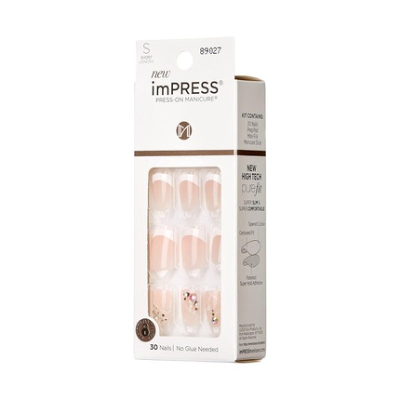 Kiss Impress Press-On Manicure Fake Nails My Worth Short Square French