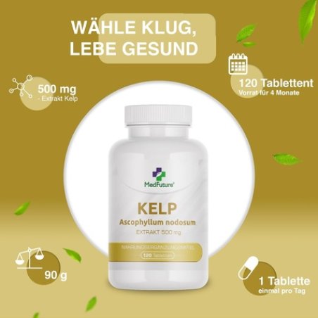 Kelp Extract 500mg 120 Tablets for Iodine Deficiency and Thyroid Support
