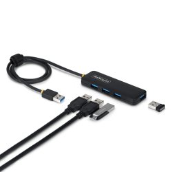 StarTech.com 4-Port USB-A Hub, 5Gbps, Bus Powered, USB-A to 4x USB-A Mini Hub, Extra Long 2ft/61cm Host Cable, PCR