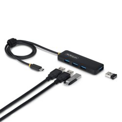 StarTech.com 4-Port USB-C Hub, 5Gbps, Bus Powered, USB-C to 4x USB-A Mini Hub, Extra Long 2ft/61cm Host Cable, PCR
