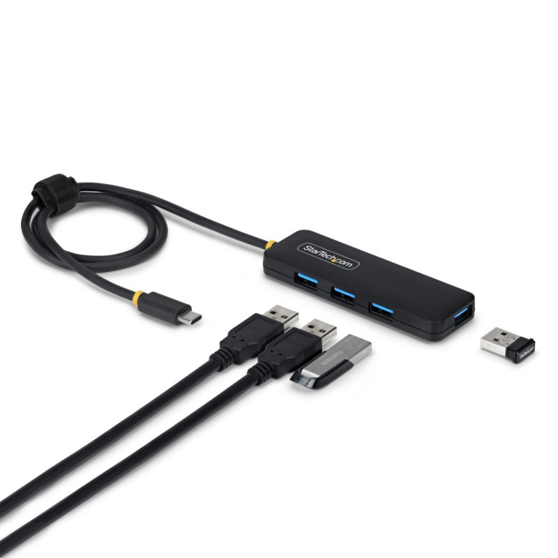 StarTech.com 4-Port USB-C Hub, 5Gbps, Bus Powered, USB-C to 4x USB-A Mini Hub, Extra Long 2ft/61cm Host Cable, PCR
