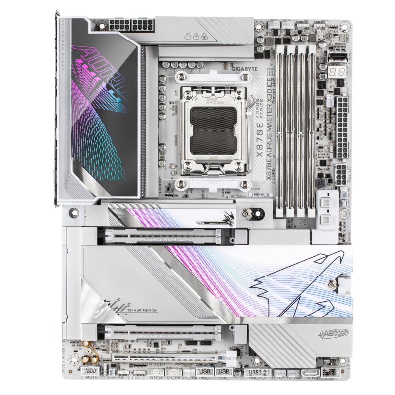 GIGABYTE X870E AORUS MASTER X3D ICE Carte Mère – Prend en charge les processeurs AMD Ryzen 9000, VRM numérique