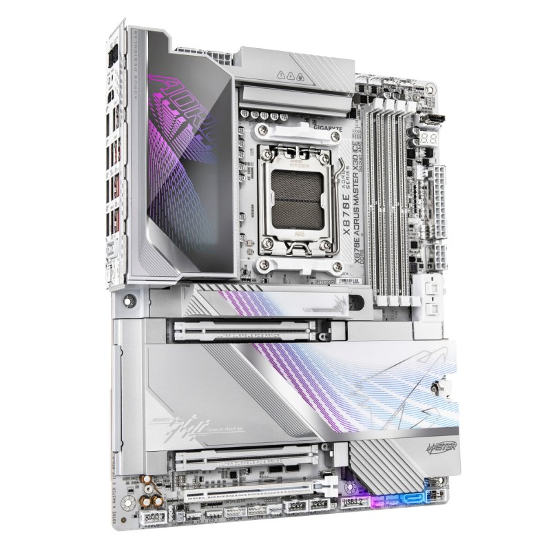 GIGABYTE X870E AORUS MASTER X3D ICE Carte Mère – Prend en charge les processeurs AMD Ryzen 9000, VRM numérique