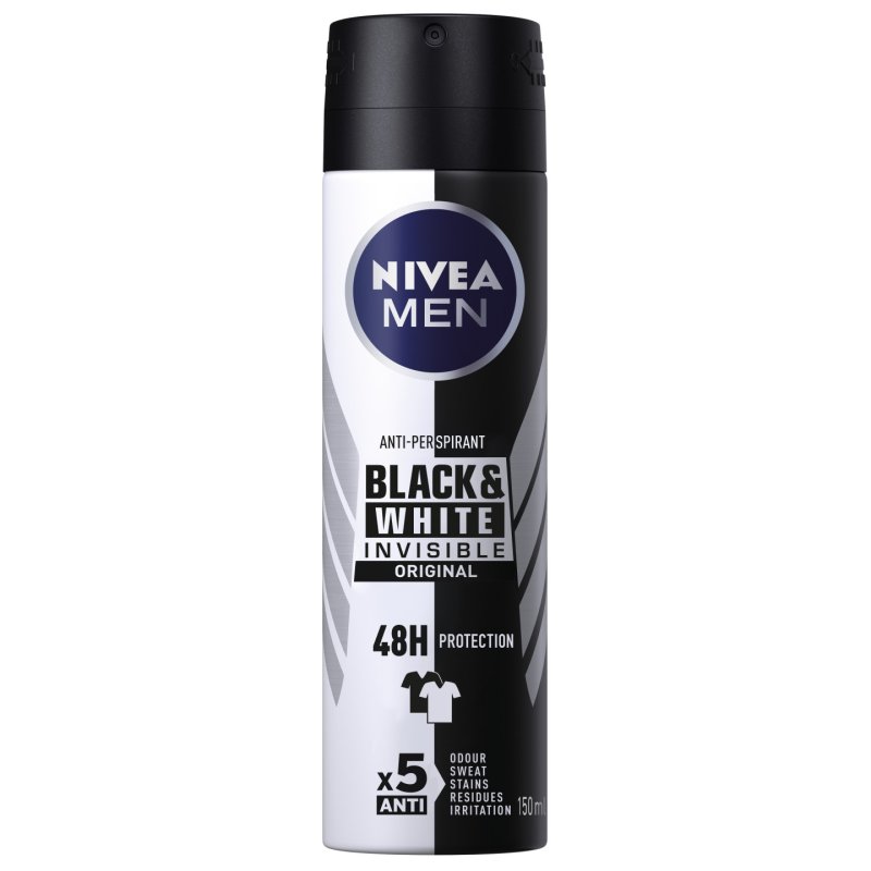 NIVEA MEN Invisible for Black & White Original Deodorant 0% Alcohol Aerosol Spray 150ml