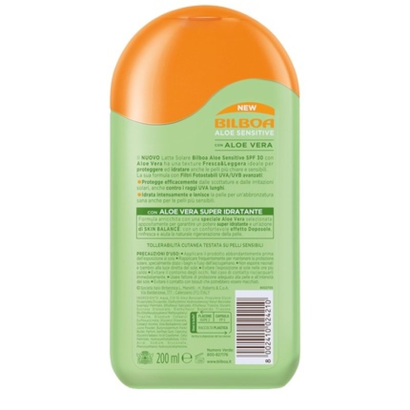 Bilboa Aloe Sensitive SPF 30 Sunscreen for Sensitive Skin with Aloe Vera 200ml