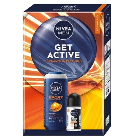 Nivea Men Get Active Ultimate Impact Duo Sport 24h Fresh Effect Shower Gel 3 In 1 And Black & White Invisible 5 In 1