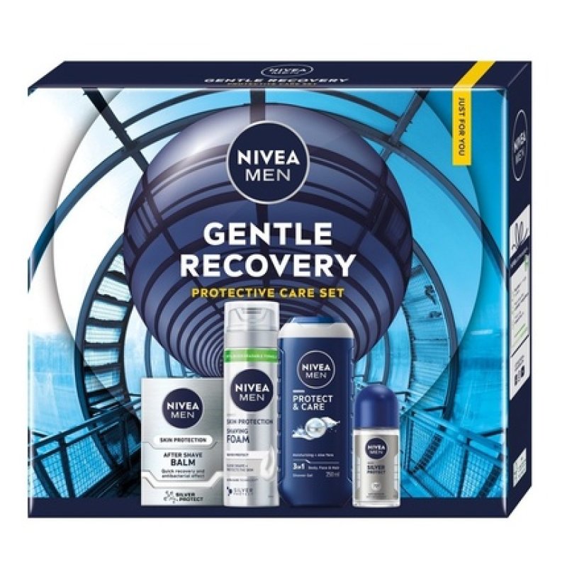 Nivea Men Gentle Recovery Protective Care Set Silver Protect Shaving Foam 200ml After Shave Balm 100ml 3in1 Shower Gel