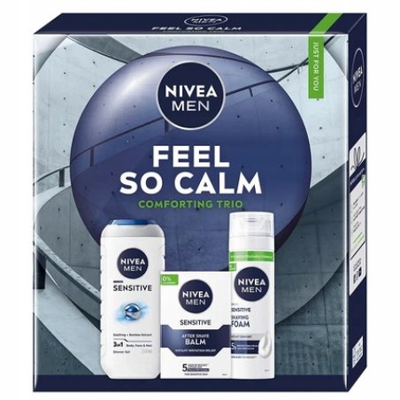 Nivea Men Feel So Calm Comforting Trio Sensitive 3in1 Body Wash 250ml Sensitive After Shave Balm 100ml Sensitive