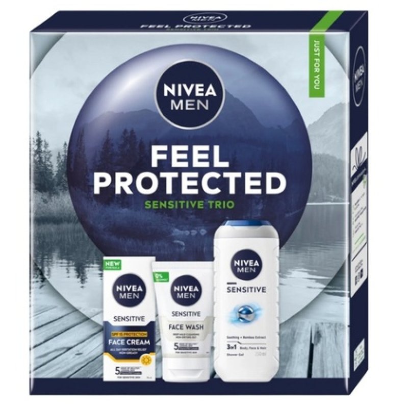 Nivea Men Feel Recovered Sensitive Trio Body Wash 250ml Facial Wash 100ml Moisturizer With Spf15 75ml