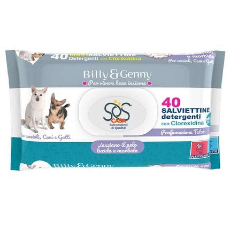 Billy E Genny Scented Wipes for Animals 40pcs - Talc