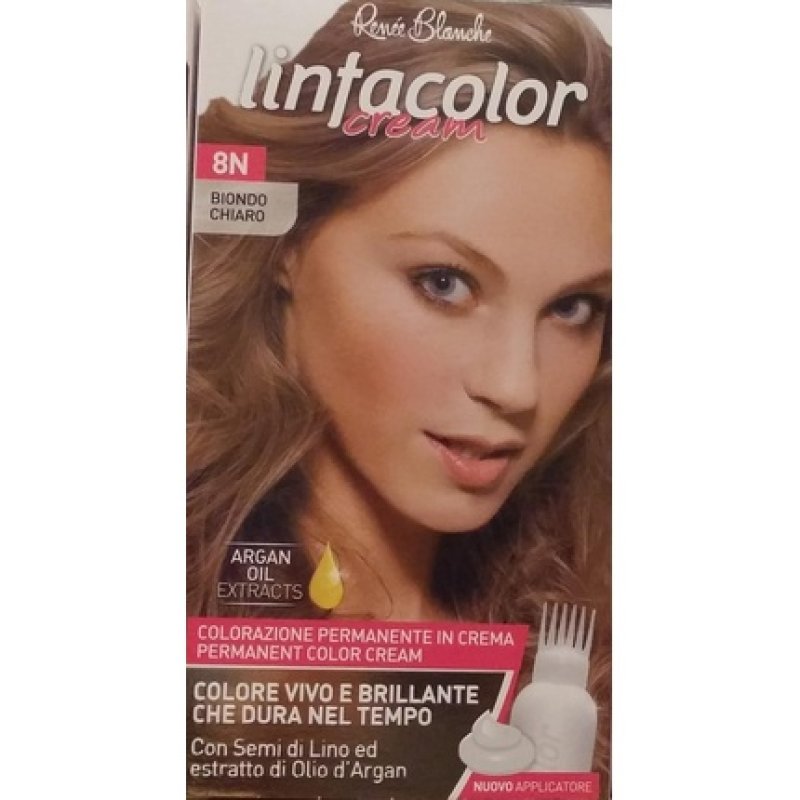 Linfacolor Permanent Coloring Cream 8N Light Blonde with Linseed and Argan Oil