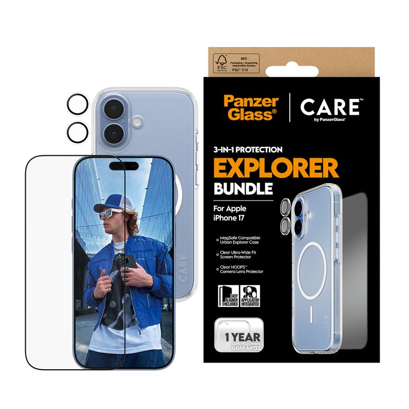 PanzerGlass | CARE by 3-in-1 Flagship Explorer Bundle iPhone 17 Protection d'écran transparent Apple 1 pièce(s)