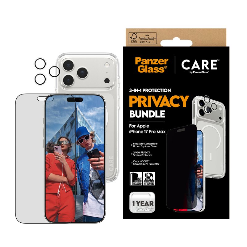 PanzerGlass - CARE 3-in-1 Flagship Privacy Bundle - iPhone 17 Pro Max