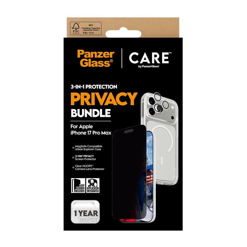 PanzerGlass | CARE by 3-in-1 Flagship Privacy Bundle iPhone 17 Pro Max Protection d'écran transparent Apple 1