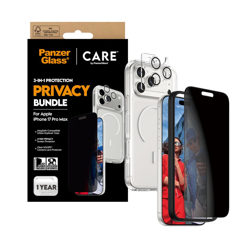 PanzerGlass - CARE 3-in-1 Flagship Privacy Bundle - iPhone 17 Pro Max