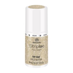 Alessandro Striplac Top Coat Gold Glitter UV Top Coat for Brilliant Shine