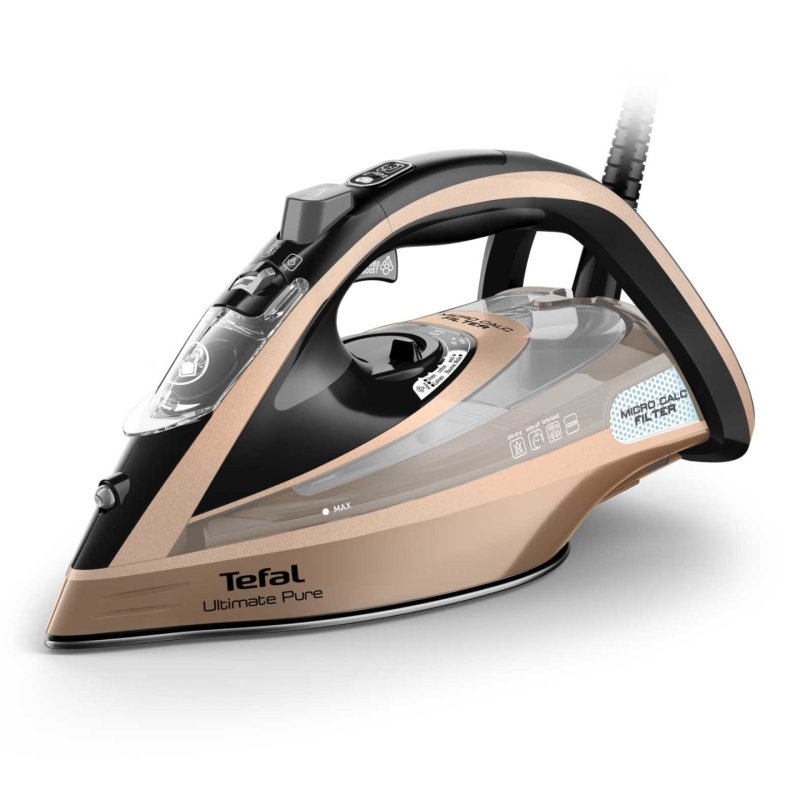 Tefal Ultimate Pure FV9852E0 iron Dry & Steam iron Durilium AirGlide Autoclean soleplate 3200 W Black Copper