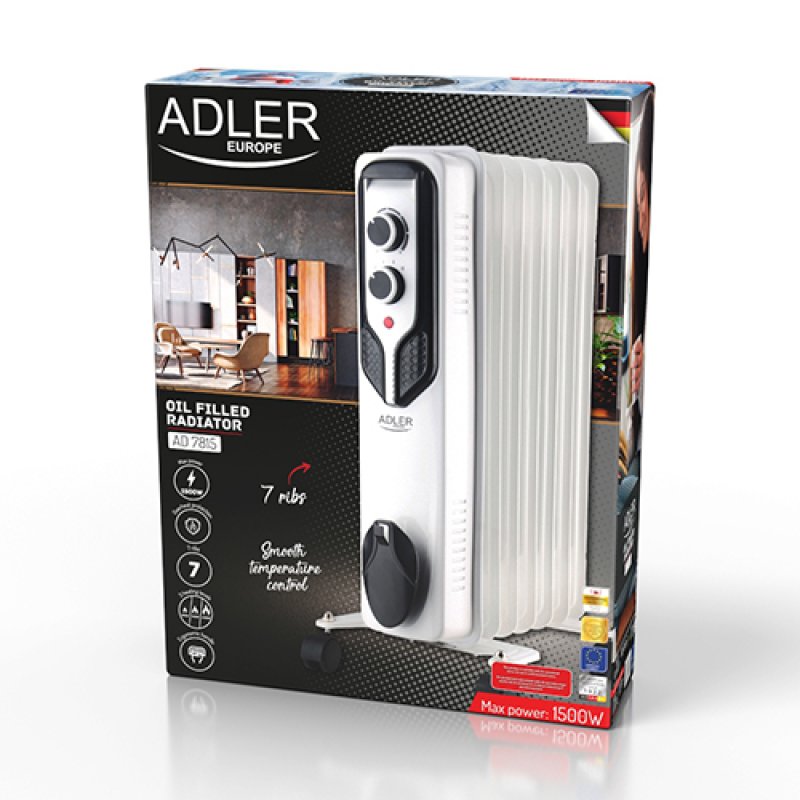 Adler AD 7815 electric space heater Indoor White 1500 W Oil electric space heater
